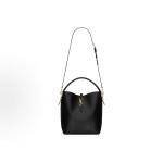 SAINT LAURENT YSL LE37 Gold Logo Hook buckle opening and closing single-shoulder crossbody handbag for women, black